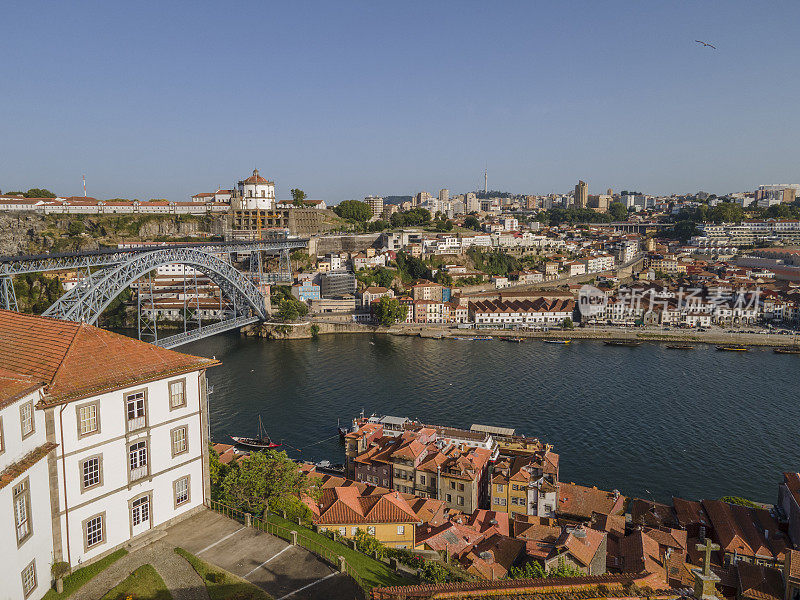 Porto和Nova de Gaia河滨地区的全景与Ponte Luis l